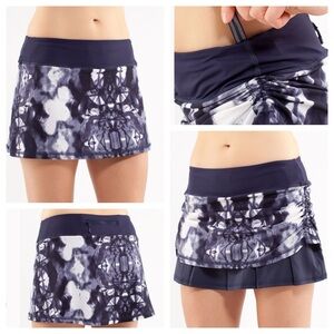 Lululemon Run Chase Me Skirt Ink Blot White Deep Indigo Tennis Pickleball Size 4